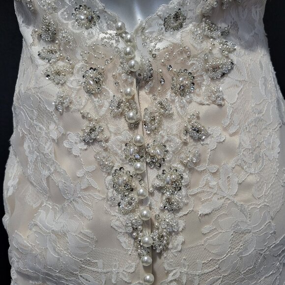 NWT~$2750~KENNETH WINSTON~6/8~IVORY EMBELLISHED LACE WEDDING DRESS BRIDAL GOWN - Picture 12 of 16